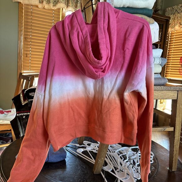 CK Calvin Klein Pink Ombré Orange Women’s Size Large Cropped Hoodie Sweatshirt - Picture 4 of 5
